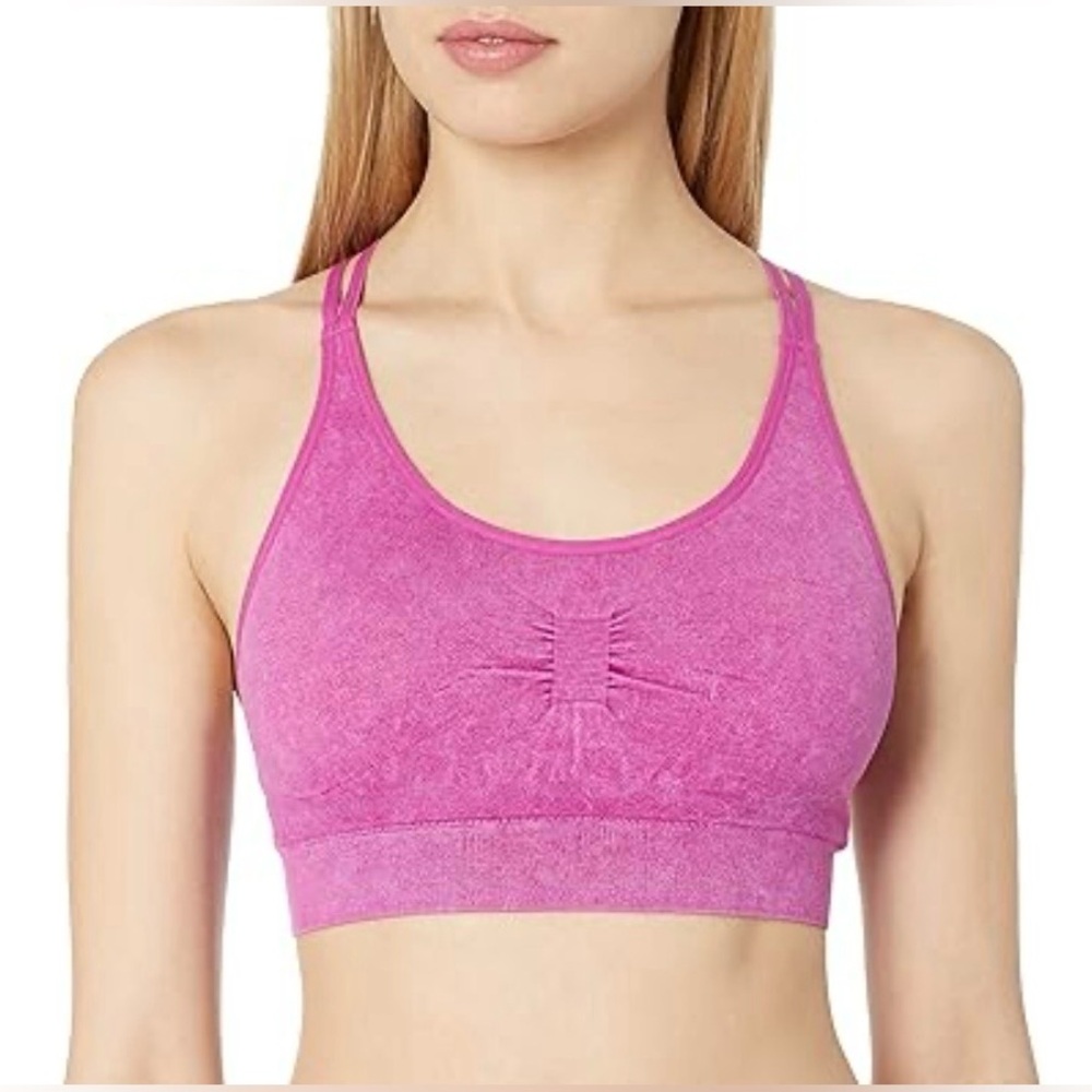 C9 CHAMPION WOMEN'S RACERBACK SEAMLESS FUCHSIA SNOW WASH SPORT BRA - SIZE L
